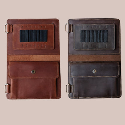 Thread and Maple Innleggsmappe i ekte lær for ChiaoGoo Halvt Pinnesett Smal (2,75 mm - 5,0 mm) - Strikkeredet Design - Thread and Maple innleggsmapper for strikkeverktøy