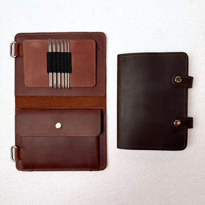 Thread and Maple Innleggsmappe i ekte lær for ChiaoGoo TWIST Mini Pinnesett (1,5 mm - 2,75 mm) - Strikkeredet Design - Thread and Maple innleggsmapper for strikkeverktøy