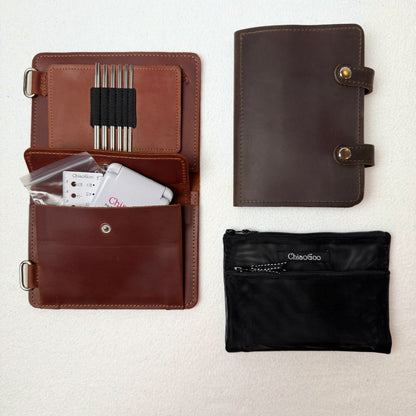 Thread and Maple Innleggsmappe i ekte lær for ChiaoGoo TWIST Mini Pinnesett (1,5 mm - 2,75 mm) - Strikkeredet Design - Thread and Maple innleggsmapper for strikkeverktøy