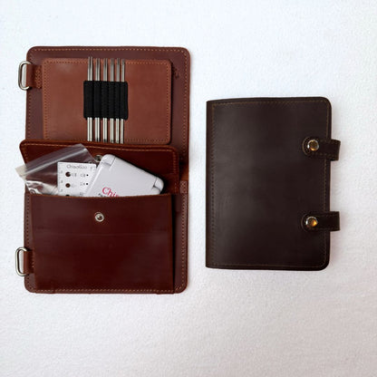 Thread and Maple Innleggsmappe i ekte lær for ChiaoGoo TWIST Mini Pinnesett (1,5 mm - 2,75 mm) - Strikkeredet Design - Thread and Maple innleggsmapper for strikkeverktøy