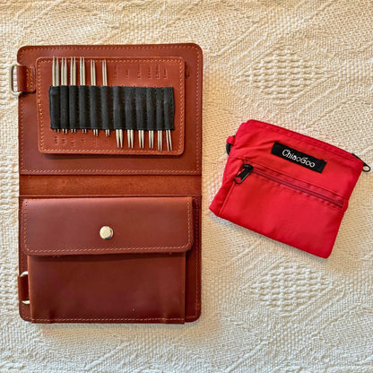 Thread ans Maple Innleggsmappe i ekte lær for ChiaoGoo TWIST Red Shorties (2,75 mm - 3,25 mm) - Strikkeredet Design - Thread and Maple innleggsmapper for strikkeverktøy