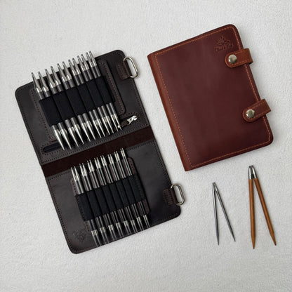 Thread & Maple innleggsmappe for ChiaoGoo komplett pinnesett - i ekte lær - Strikkeredet Design - Thread and Maple innleggsmapper for strikkeverktøy