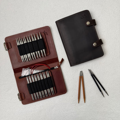Thread & Maple innleggsmappe for ChiaoGoo komplett pinnesett - i ekte lær - Strikkeredet Design - Thread and Maple innleggsmapper for strikkeverktøy