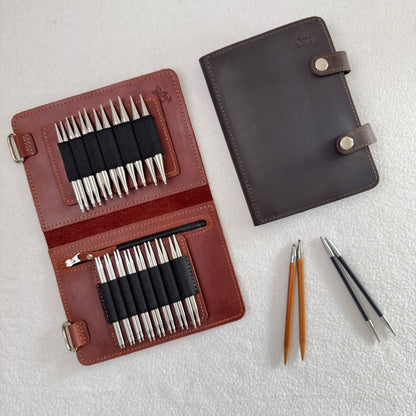 Thread & Maple innleggsmappe for ChiaoGoo komplett pinnesett - i ekte lær - Strikkeredet Design - Thread and Maple innleggsmapper for strikkeverktøy