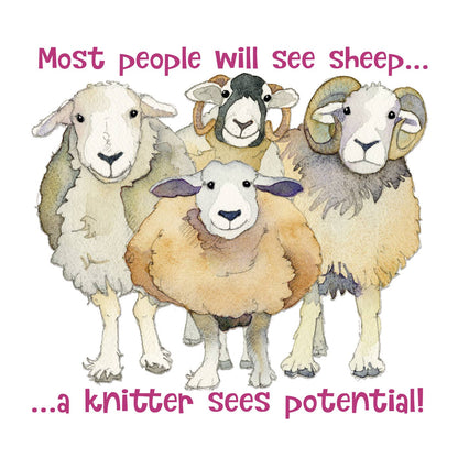 Totebag – Sheep Potential – Emma Ball - Strikkeredet Design - Prosjektveske
