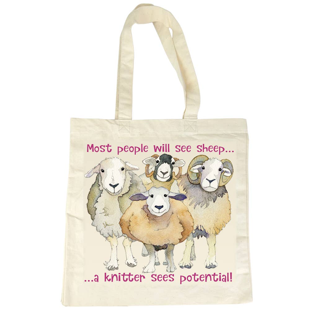 Totebag – Sheep Potential – Emma Ball - Strikkeredet Design - Prosjektveske